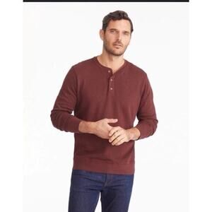 NWT UntuckIt Shirt Veneroso Heavyweight Henley Chestnut M Ribbed Wrinkle Free